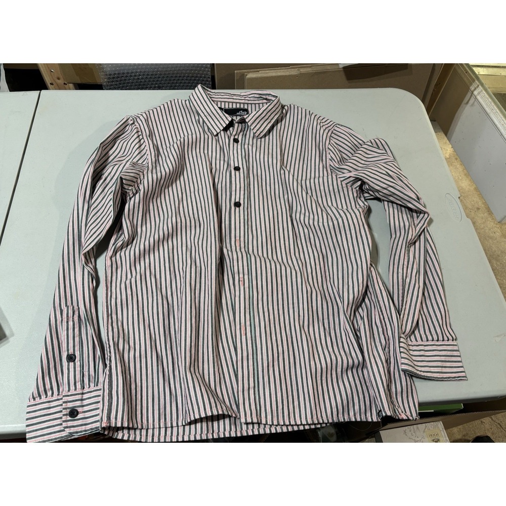 Lost surf Men's L Multicolor Striped Button-Up Shirt Long Sleeve Vintage